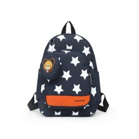 Teens Soccer Fan Backpack,Star Print With Cute Bear Coin Purse, Lightweight Stadium Bag For World Cup, Sports Events & School (Option: Blue)