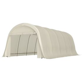 12 x 23.6 Heavy Duty Carport, UPF50+ Portable Garage Car Canopy Tent with Galvanized Frame, Large Door, Beige (Option: Beige-1610x435x215 mm)