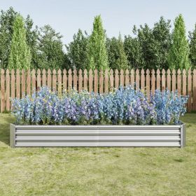 Raised Garden Bed Kit - Metal Raised Bed Garden 7.6x3.7x0.98ft For Flower Planters, Vegetables Herb Silver (Option: defaulttitle)