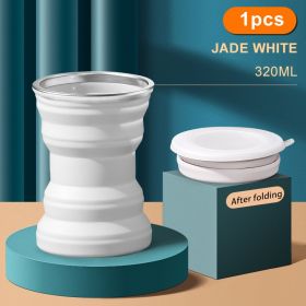 1/2pcs Portable Silicone Folding Water Cup Outdoor Heat Resistant Foldable Mug Collapsible Drinking Cups With Lid Travel Camping (Color: 1pcs white, Ships From: China)