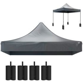 10 x 10 Replacement Canopy Top for Pop Up Canopy Tent with 4 Sand Bags, UPF50+ Protection, Dark Gray (Option: Dark Gray-380x280x100 mm)